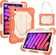 NIKCORP Robusna zaštitna maska za iPad Mini 6 8.3" s rotirajućim stalkom držačem za ruku i naramenicom, narančasta